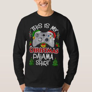 T-shirt This is My Christmas Pajama Santa Hat Gamer Video