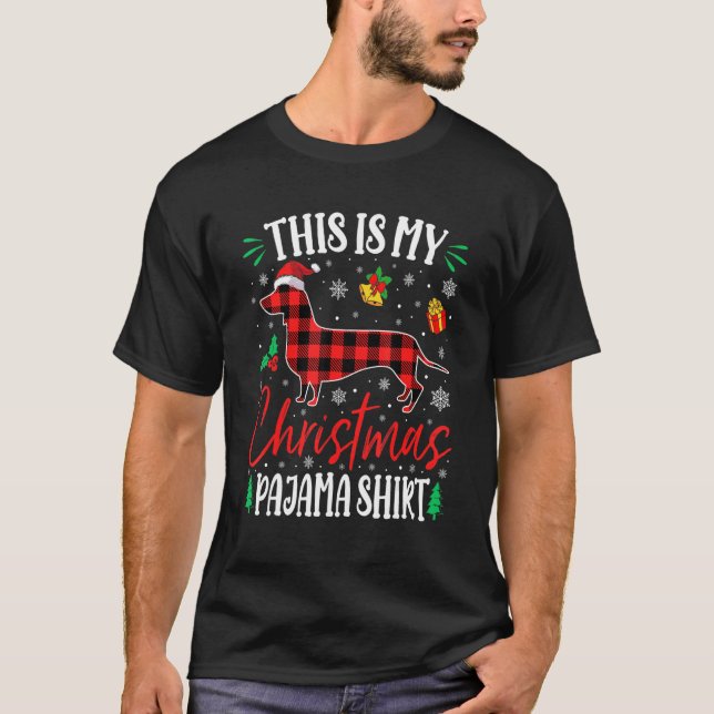 T-shirt This Is My Dachshund Dog Christmas Pajama (Devant)