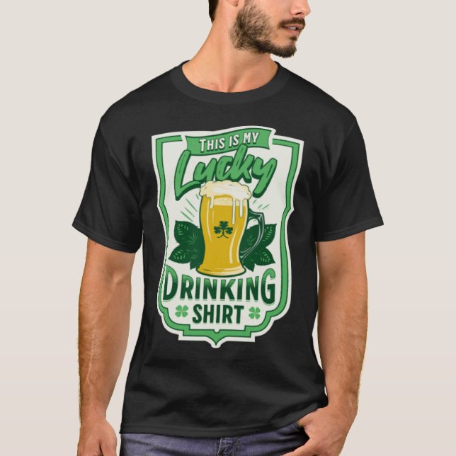 T-shirt This Is My Lucky Drinking    Busy Holding A Beer (Devant)