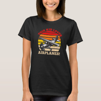 T-shirt This Kid Loves Airplanes Boys and Girls Airplane P