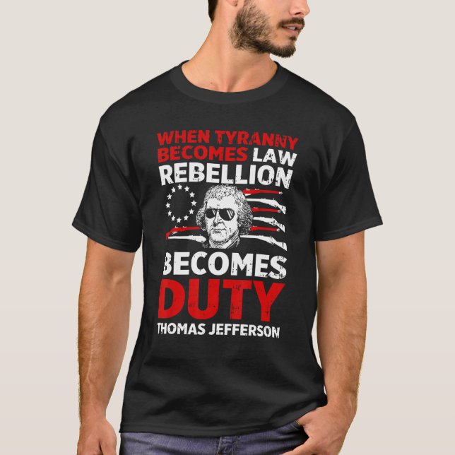 T-shirt Thomas Jefferson Drapeau Américain 4 Juillet (Devant)