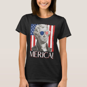 T-shirt Thomas Jefferson 'Merica Drapeau Patriotique Améri
