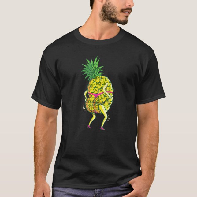 T-shirt Thong d'ananas rétro - Graphe de plage d'Aloha Tro (Devant)