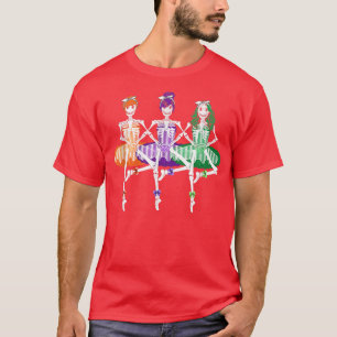 T-shirt Three Ballet Skeleton Dancer Funny Halloween Costu