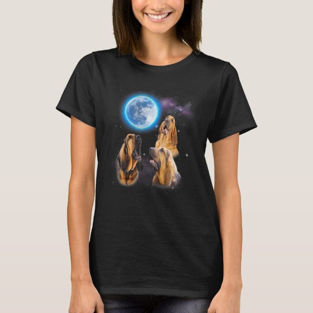 T-shirt Three Bloodhound Howling At Moon   Dog  Costume (Devant)