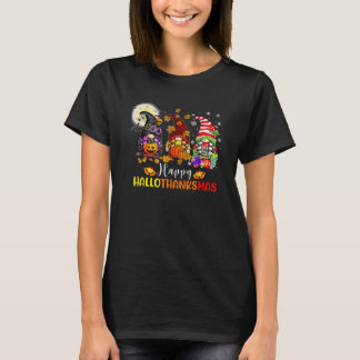 T-shirt Three Gnomes Halloween Merry Christmas Happy Hallo