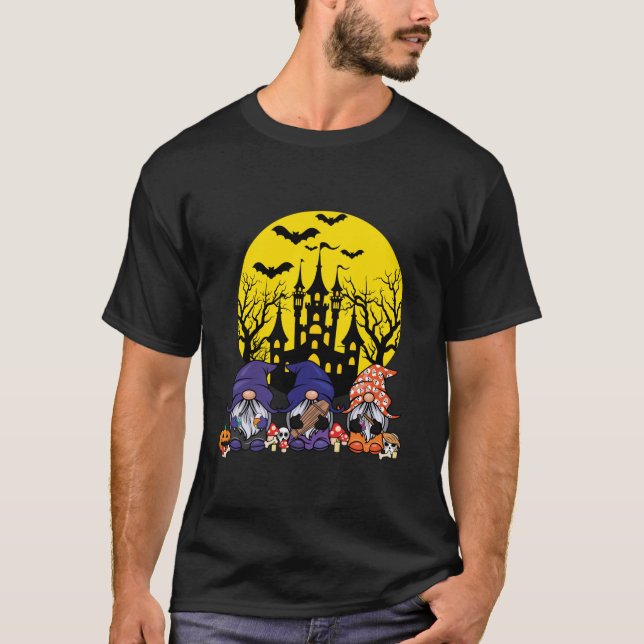 T-shirt Three Gnomes Halloween Pumpkin Creepy Cute Funny H (Devant)