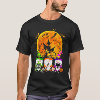 T-shirt Three Gnomes Happy Halloween Fall Candy Corn Pumpk