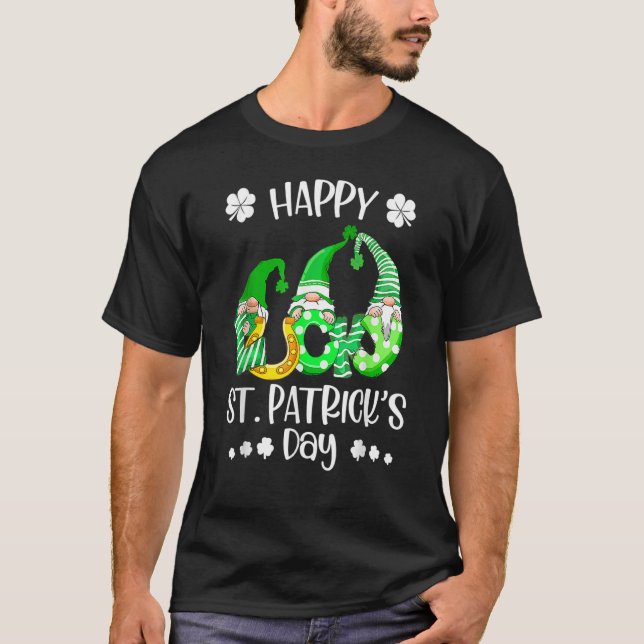 T-shirt Three Gnomes Shamrock Happy St Patrick's Day Go Lu (Devant)