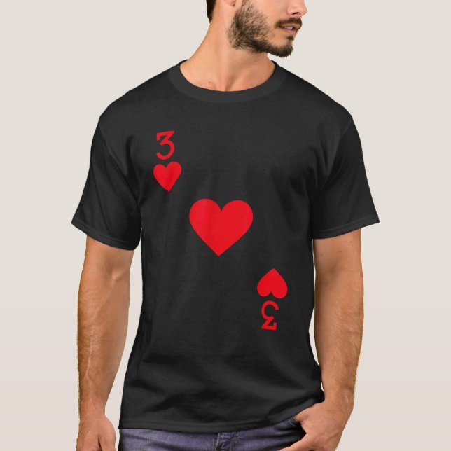 T-shirt Three of Hearts Costume  Halloween Deck of Cards  (Devant)