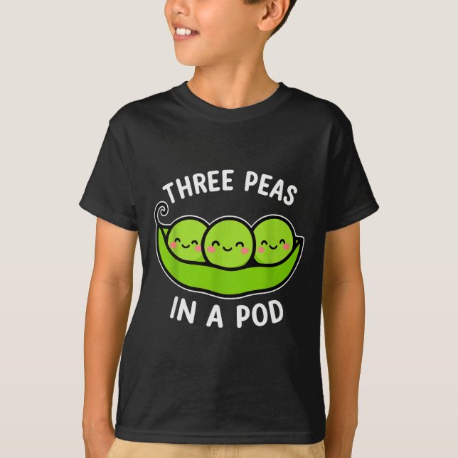 T-shirt Three Peas In A D Cute Kawaii Funny  (Devant)