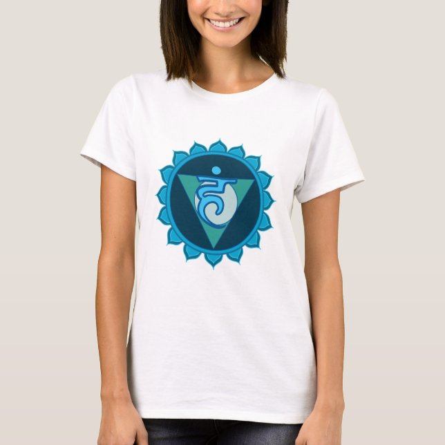 T-shirt Throat Chakra Visuddha Chemise bleue femme, blanc (Devant)