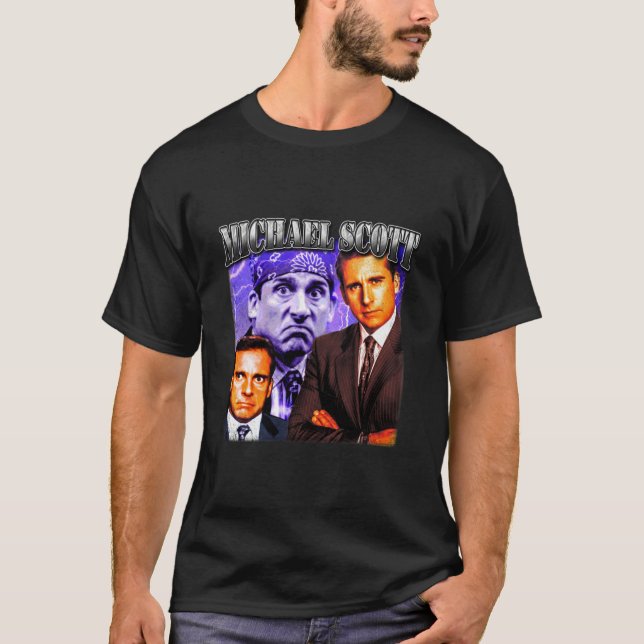 T-shirt Throwback 90s Styled Michael Scott Rap Tee Classic (Devant)
