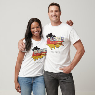T-shirt Thuringe Allemagne Rétro Carte de l'Etat Fédéral V