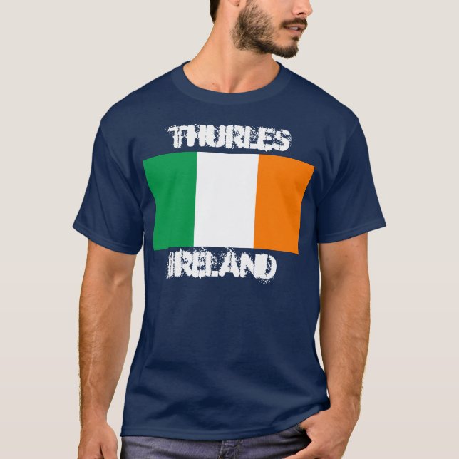T-shirt Thurles, Irlande avec drapeau irlandais (Devant)