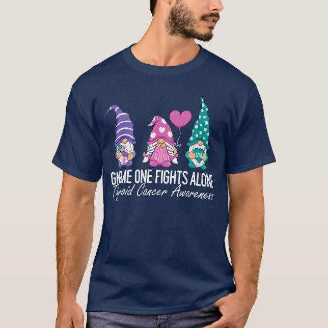 T-shirt Thyroid Cancer Awareness Ribbon Gnomes Support Squ (Devant)