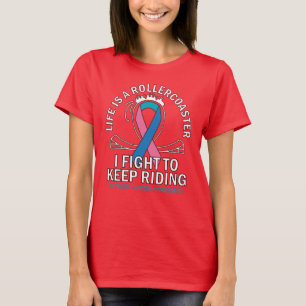 T-shirt Thyroïde conscience cancer rose turquoise bleu ru