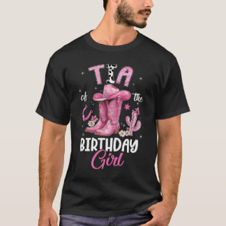 T-shirt Tia Of The Birthday Girl Pink Cowgirl Western Cow 