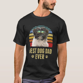 T-shirt Tibétain Terrier Meilleur Chien Papa Jamais Retro 