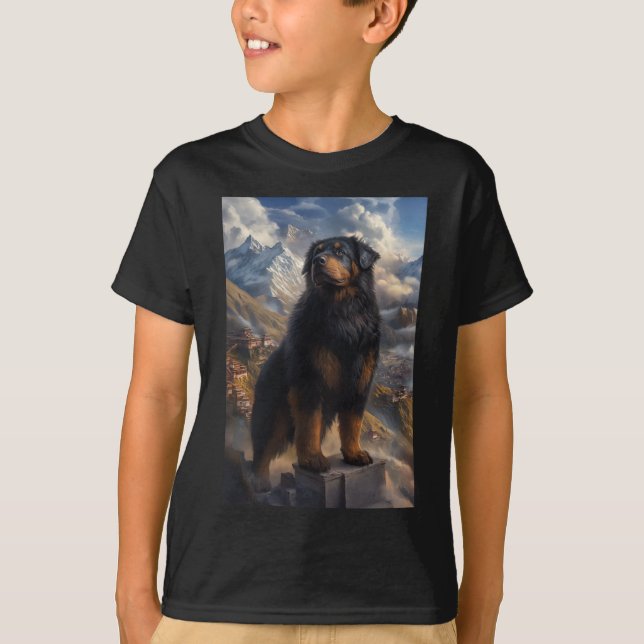 T-shirt Tibetan Mastiff Mountain View Sticker  (Devant)