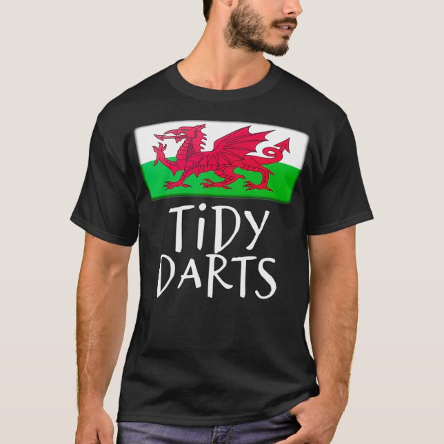 T-shirt Tidy Darts drôle Welsh Wales Flag (Devant)