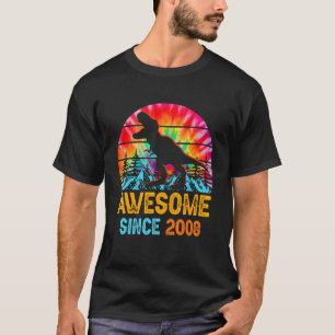 T-shirt Tie Dye 14e anniversaire 2008 Dinosaur 14 ans