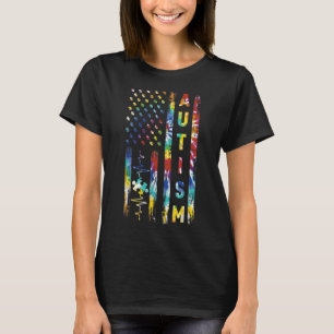 T-shirt Tie Dye American Flag Sensibilisation sur l'autism