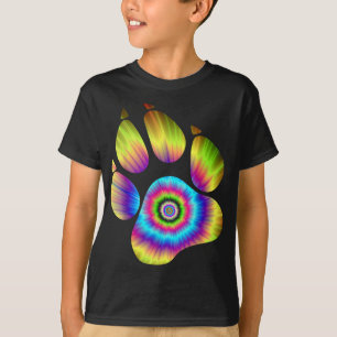 T-shirt Tie Dye Animal Chat Chien Empreinte de patte Pour