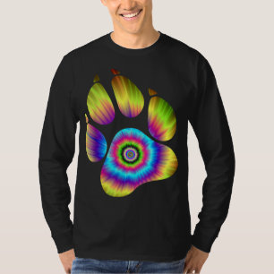 T-shirt Tie Dye Animal Chat Chien Empreinte de patte Pour