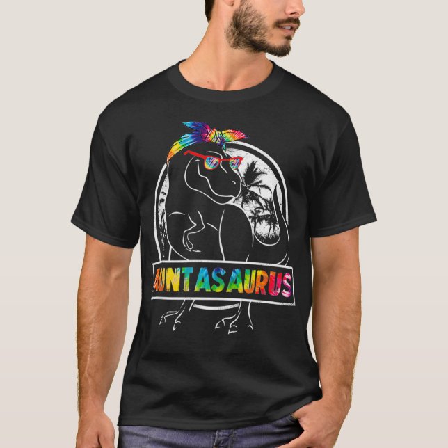 T-shirt Tie Dye Auntasaurus Tante Dinosaur Re Mère (Devant)