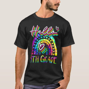 T-shirt Tie Dye Bonjour 9e année Rainbow enseignant Premie
