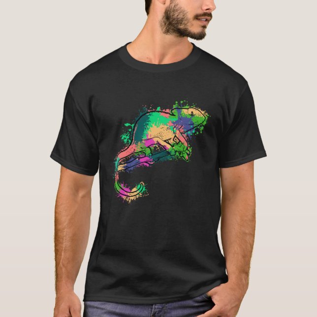 T-shirt Tie Dye Chameleon Colorful Lizard (Devant)