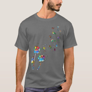 T-shirt Tie Dye Chien Paw Flower Dandelion Funky Paw Chien
