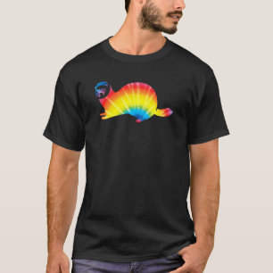 T-shirt Tie Dye Ferret Arc-en-ciel Imprimer Weasque Animal