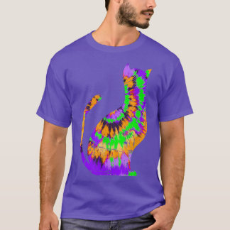 T-shirt Tie Dye Halloween Chat - Vert violet orange T-shir