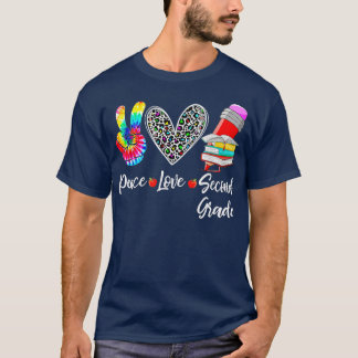 T-shirt Tie Dye Leopard Peace Love Second Grade Teacher St