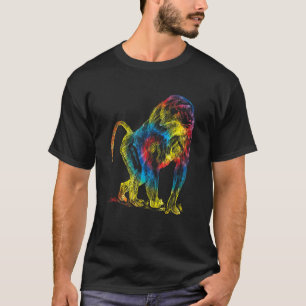 T-shirt Tie Dye Mandrill Rainbow Print Monkey Hippie Peace