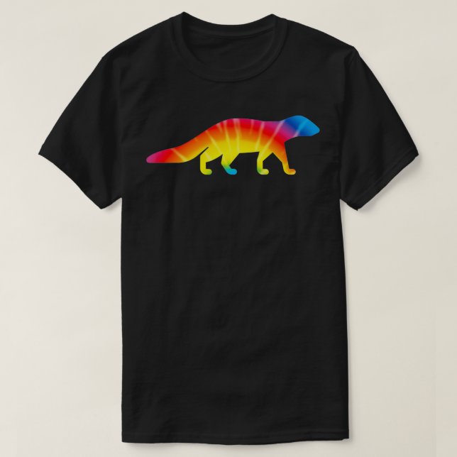 T-shirt Tie Dye Mongoose Arc-en-ciel Print Mustelid Hippie (Design devant)