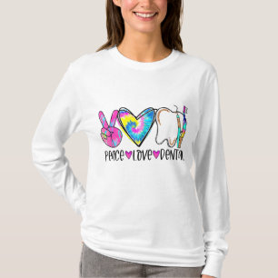 T-shirt Tie Dye Peace Love Dental Dentist Fête du Travail