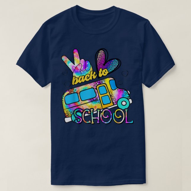 T-shirt Tie Dye Peace Love School Bus Driver Cute Back To  (Design devant)