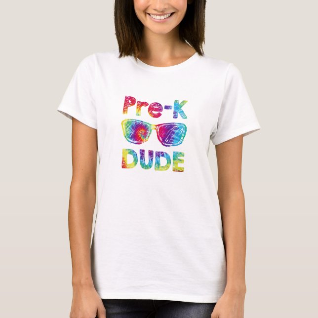 T-shirt Tie Dye Pré K Mec Enseignants Enfants Retour (Devant)