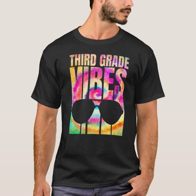 T-shirt Tie Dye Retour À L'École Vibes De 3E Année Premier (Devant)