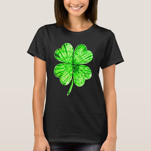 T-shirt Tie Dye Shamrock Lucky Four Leaf C St Patrick's Da (Devant)