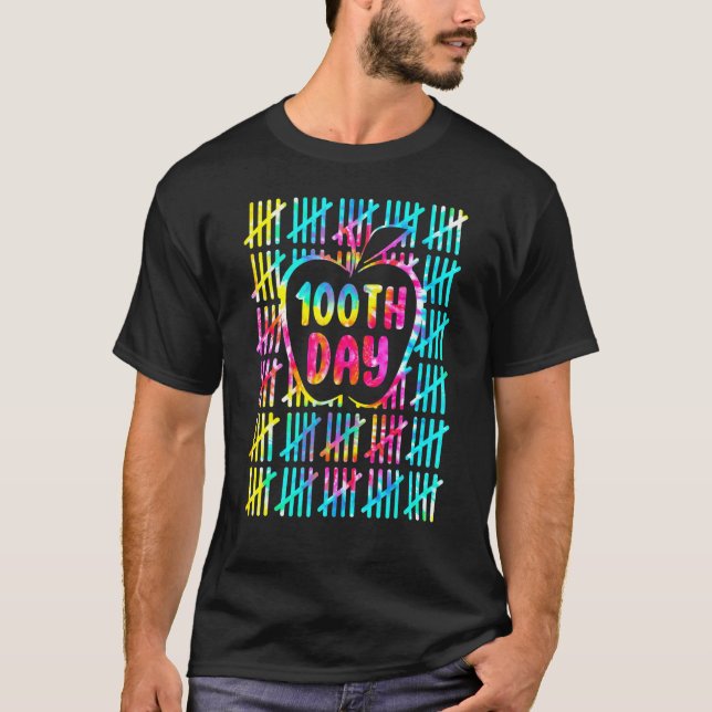 T-shirt Tie Dye Tally Marks 100th Day Of School Teacher St (Devant)