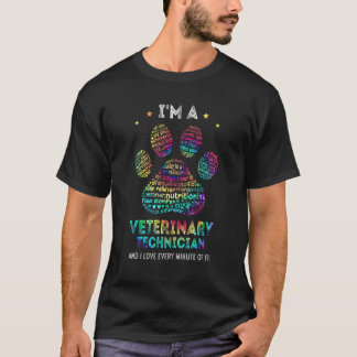 T-shirt Tie Dye Technicien vétérinaire Empreinte de patte