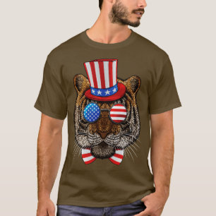 T-shirt Tiger 4 juillet American Tiger USA Uncle Sam Casqu