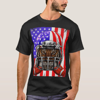 T-shirt Tiger American Football USA Drapeau Merica Animal 