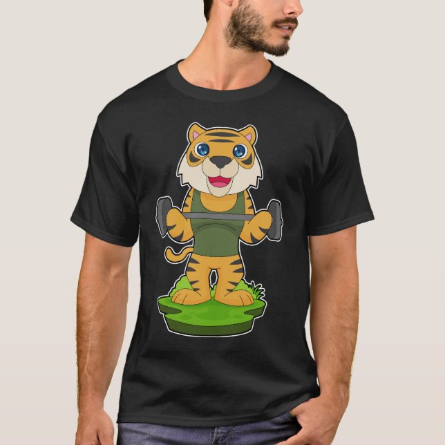 T-shirt Tiger Bodybuilding Barbell (Devant)