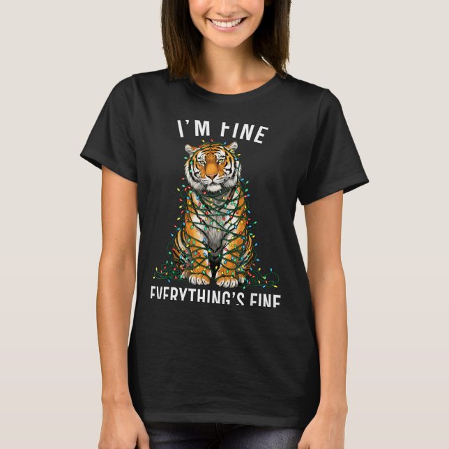 T-shirt Tiger Christmas I'm Fine Everything Is Fine Wildli (Devant)