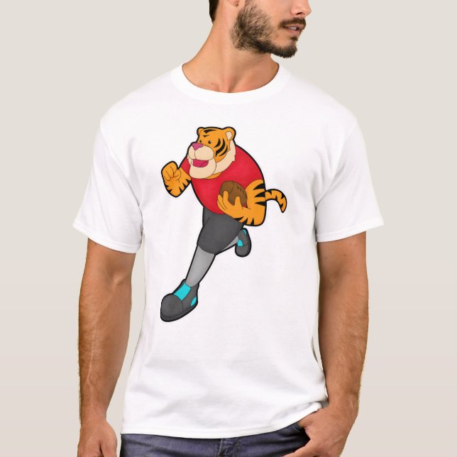 T-shirt Tiger comme joueur de football avec football (Devant)